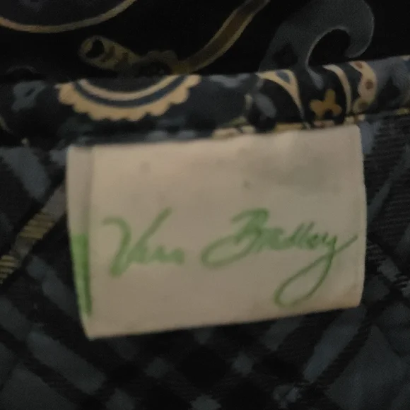 Vera Bradley Windsor Navy Paisley/Plaid Bag w/Front Zipper Pocket - Picture 6 of 12